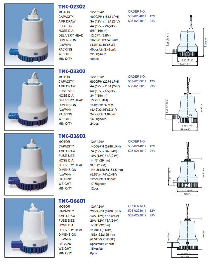 bildge pump spec
